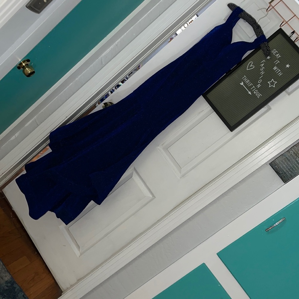 Fashion Nova Round & Round You Go Royal Blue Dress